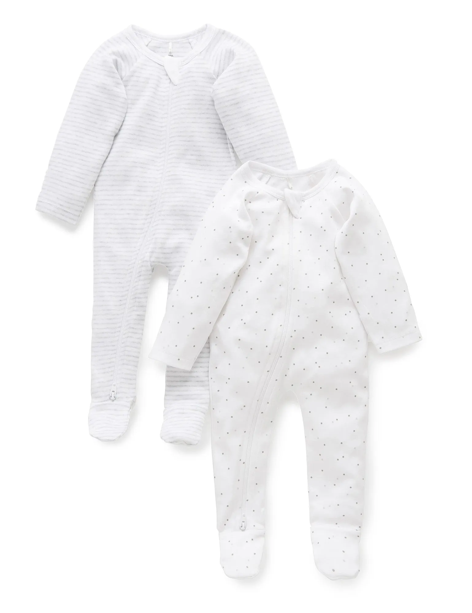 2 Pack Zip Growsuit - Pale Grey Melange