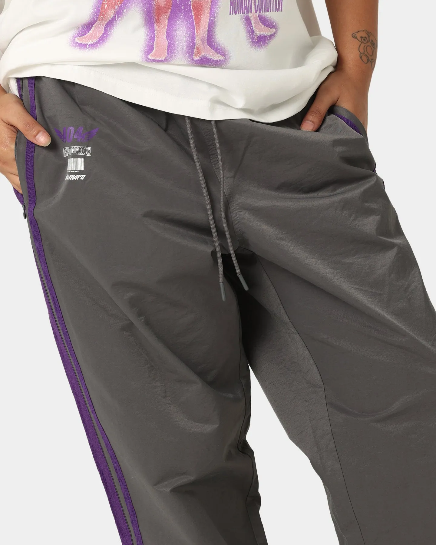 404 Racer Trackpant Charcoal/Purple