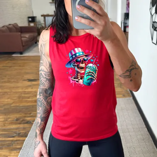 4th Of July Skeleton Muscle Tank