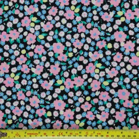 (53C) Pink Floral Spun Polyester (54")