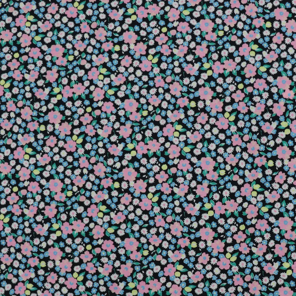 (53C) Pink Floral Spun Polyester (54")