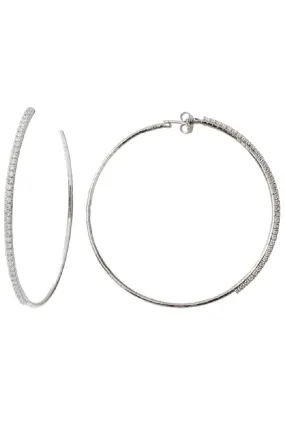 6cm White Gold Rugiada Diamond Tennis Hoop Earrings