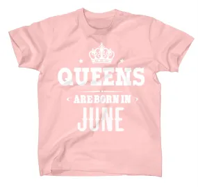 AFONiE Queens Are Born In Kids T-Shirt Pink