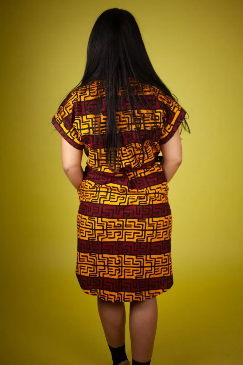 African Dress In Read & Yellow