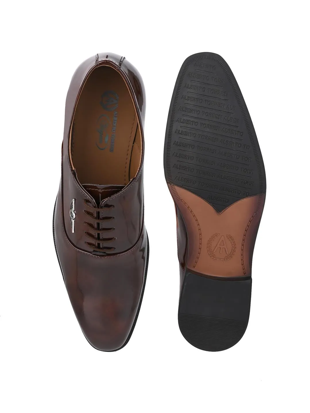 Alberto Torresi Brown Patent Lace up Formal Shoes