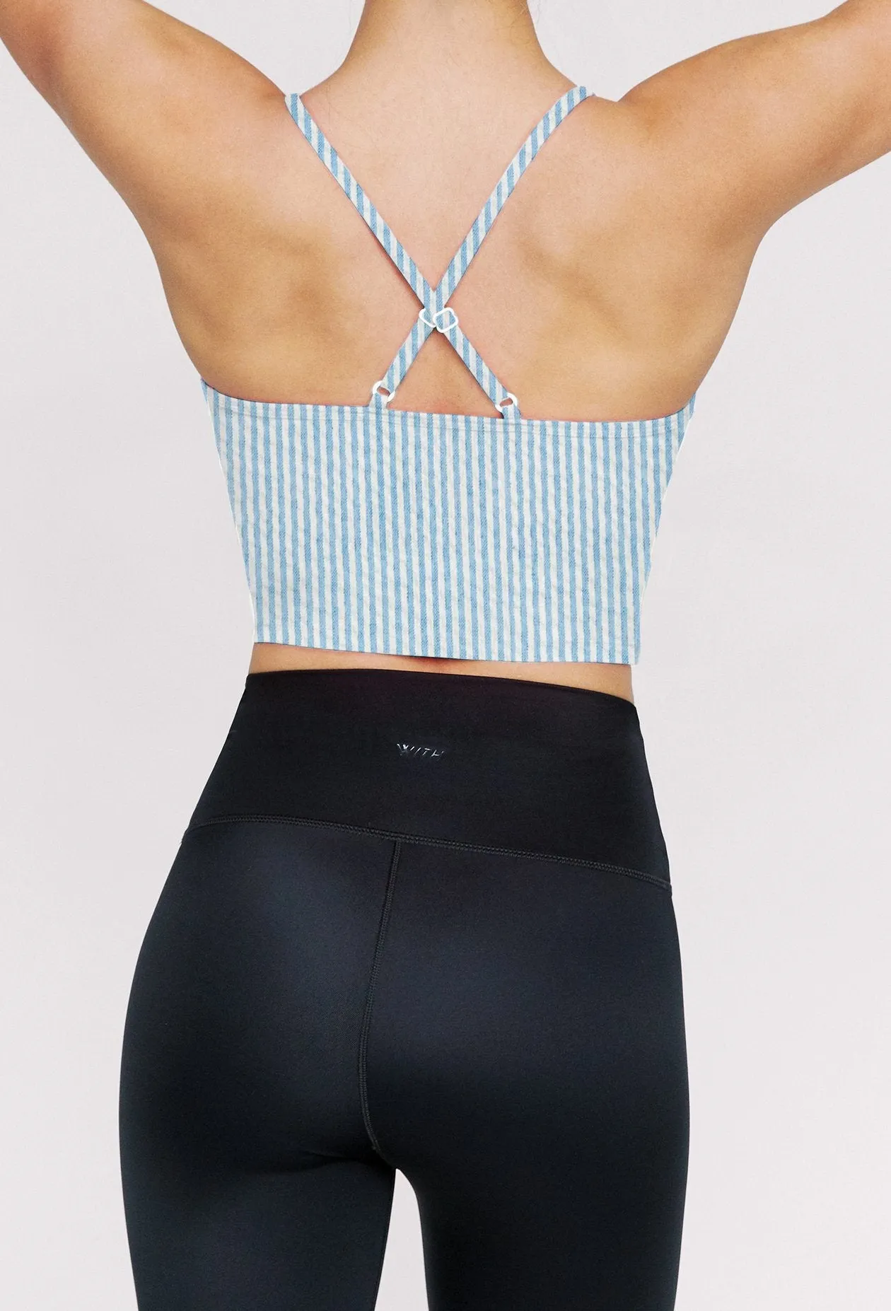 Avery Cropped Tank Blue Derby Stripe