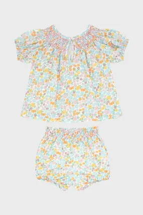 Baby Girls Hawaiian Floral Smocked Top and Bloomer Set