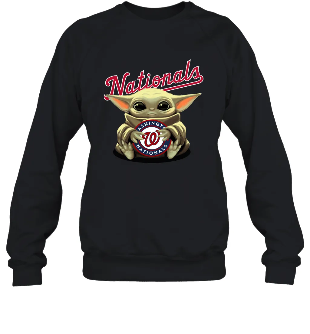 Baby Yoda Hugs Loves The Washington Nationals Baseball Adult Sweatshirt