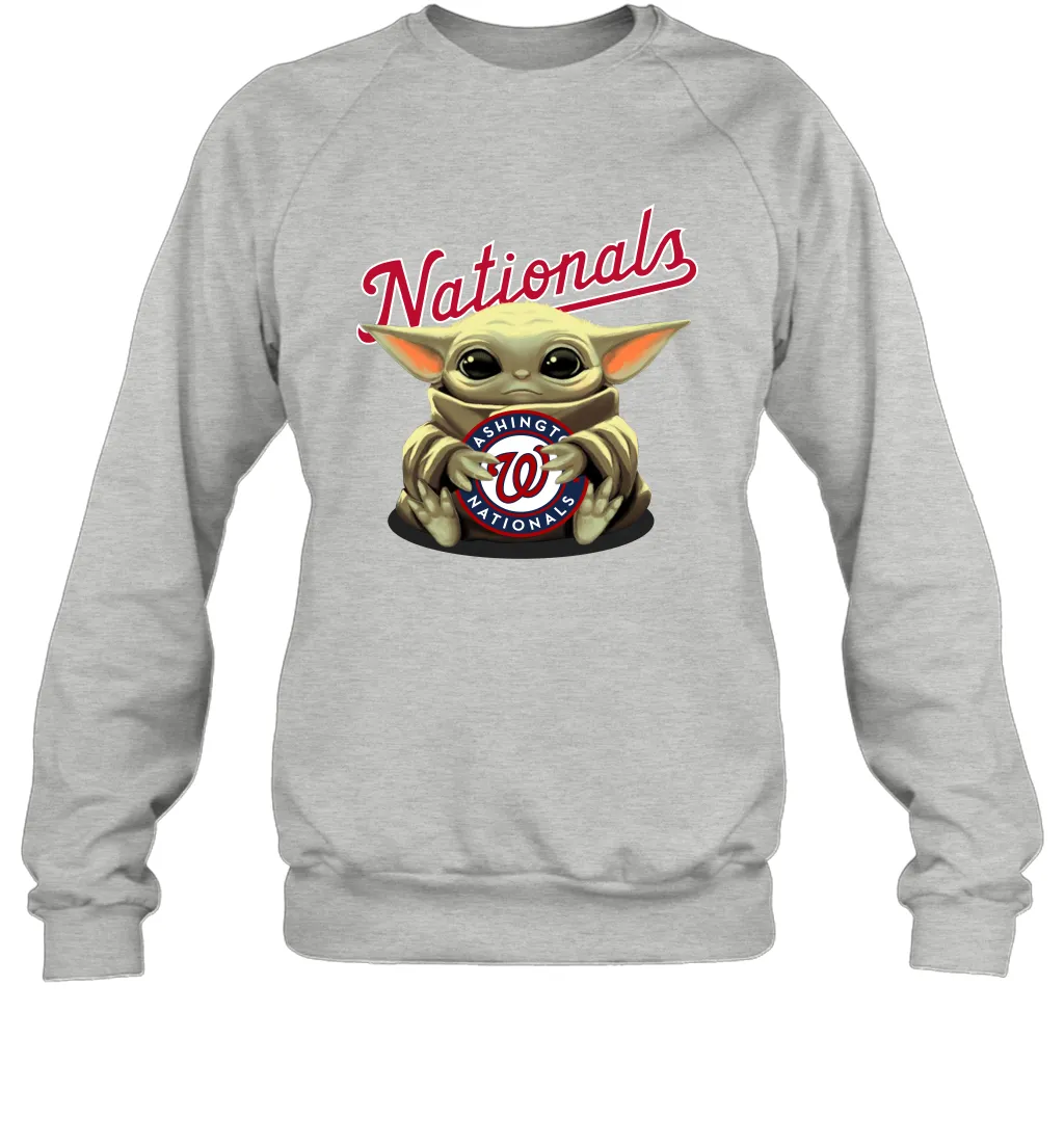 Baby Yoda Hugs Loves The Washington Nationals Baseball Adult Sweatshirt