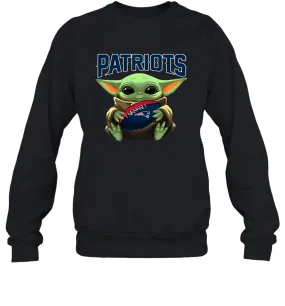 Baby Yoda Loves The New England Patriots Star Wars Baby Yoda Hugs Patriots NFL Adult Sweatshirt