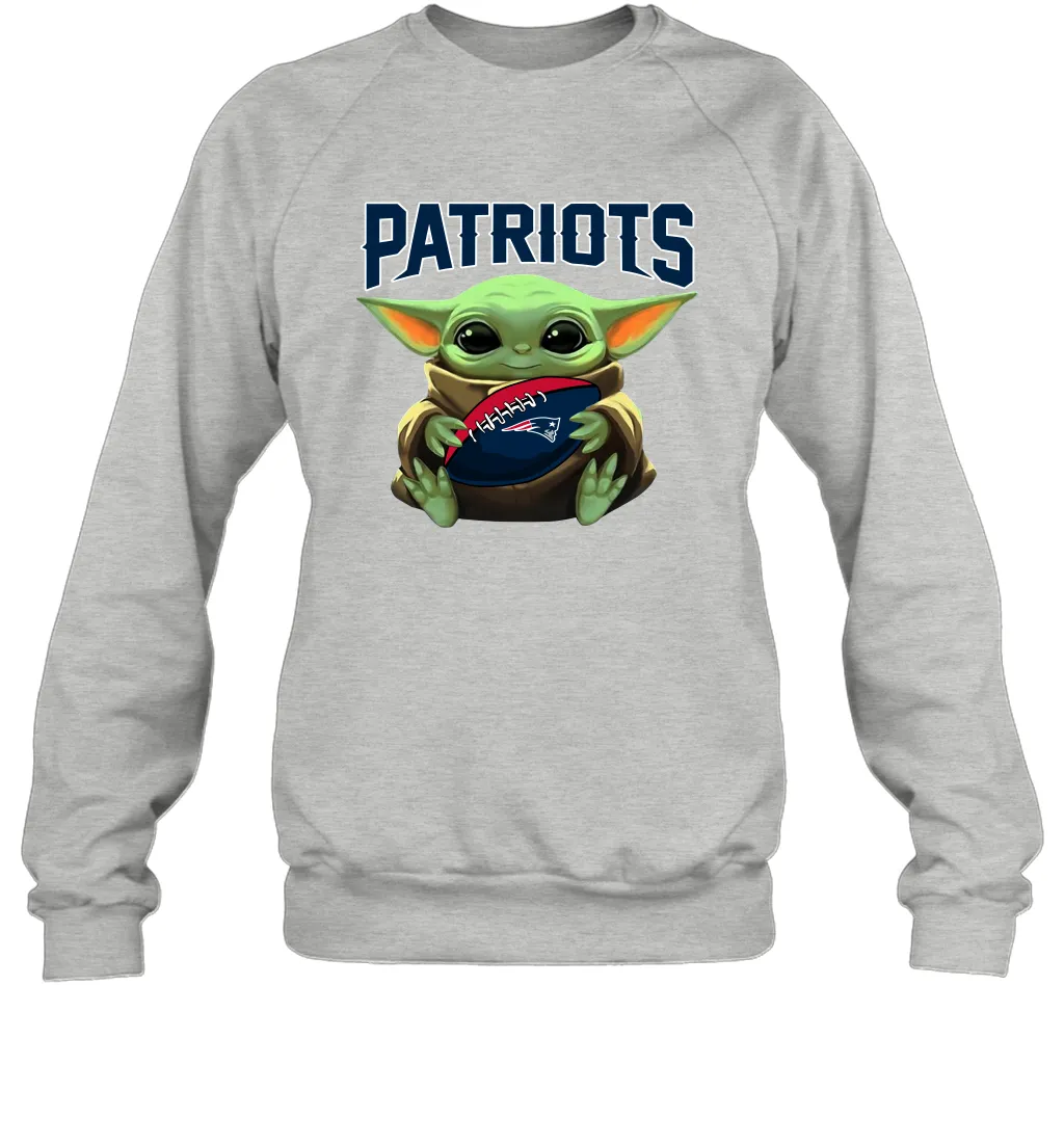 Baby Yoda Loves The New England Patriots Star Wars Baby Yoda Hugs Patriots NFL Adult Sweatshirt