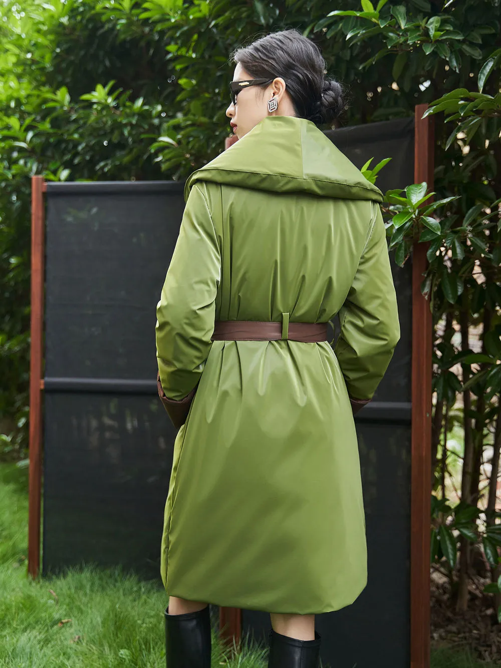 Belted Goose Down Wrap Coat