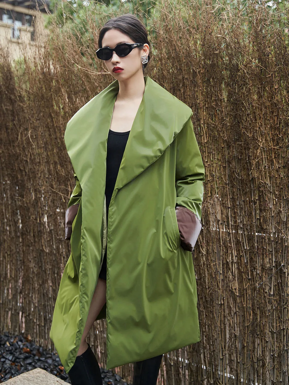 Belted Goose Down Wrap Coat