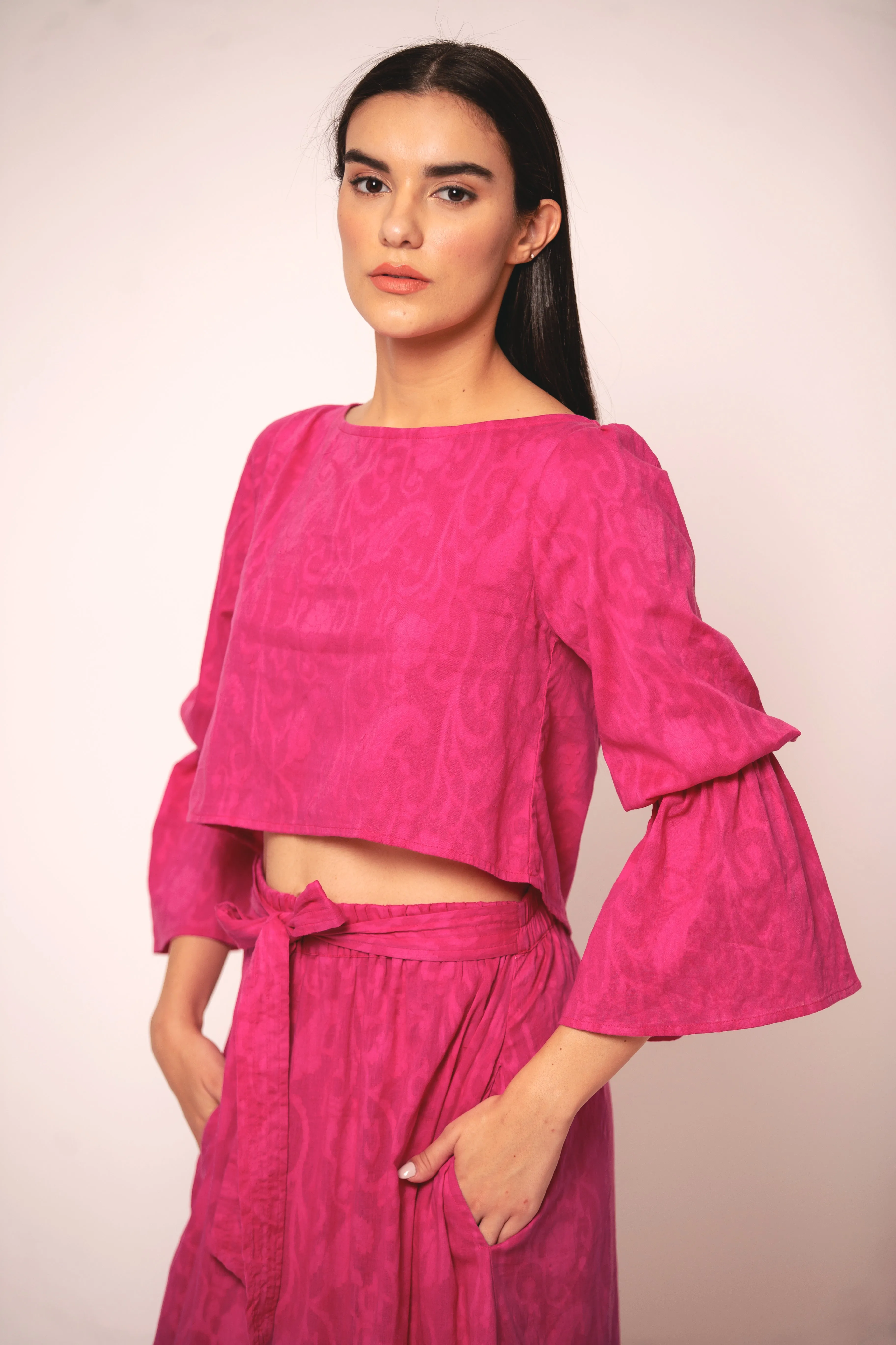 Beyond by Vera Blair Top in Pink Jacquard