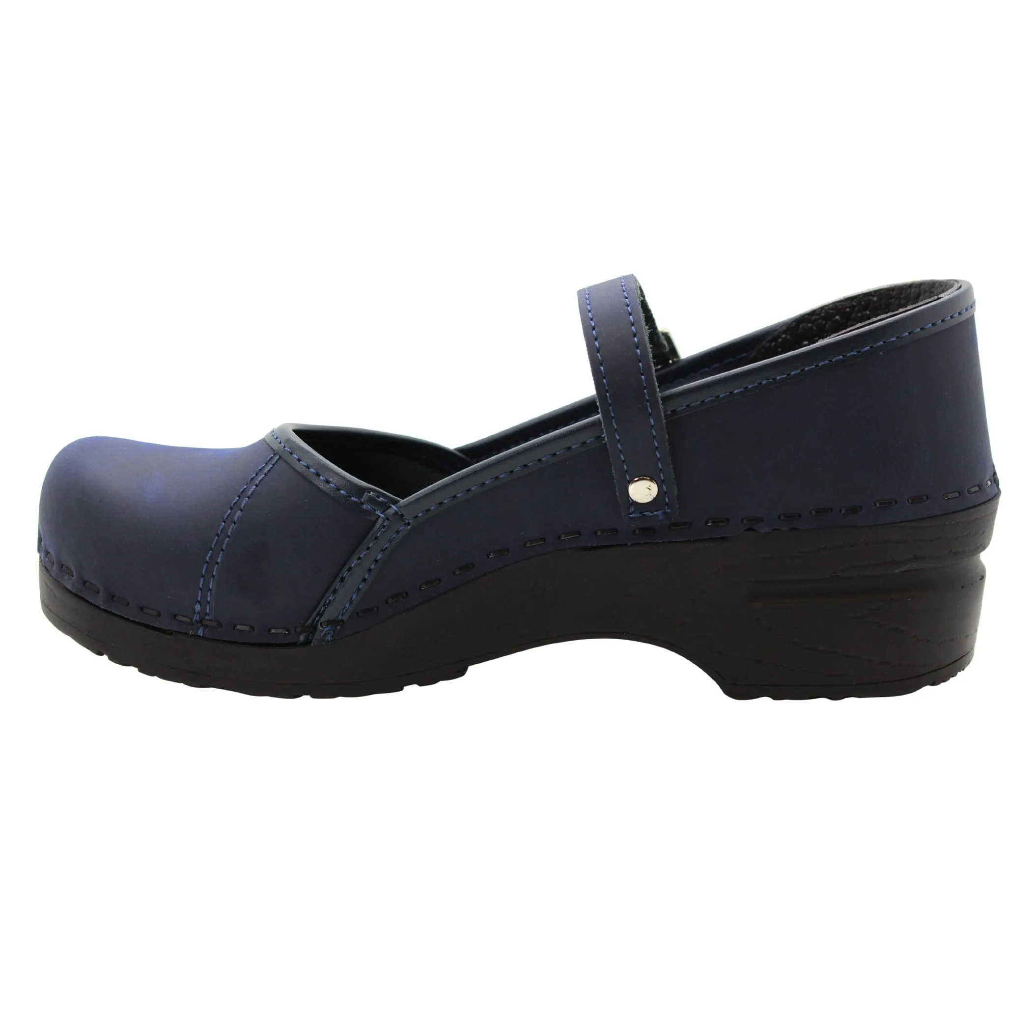 BJORK by KLÄGN MARCELLA Mary Jane Navy Leather Clogs