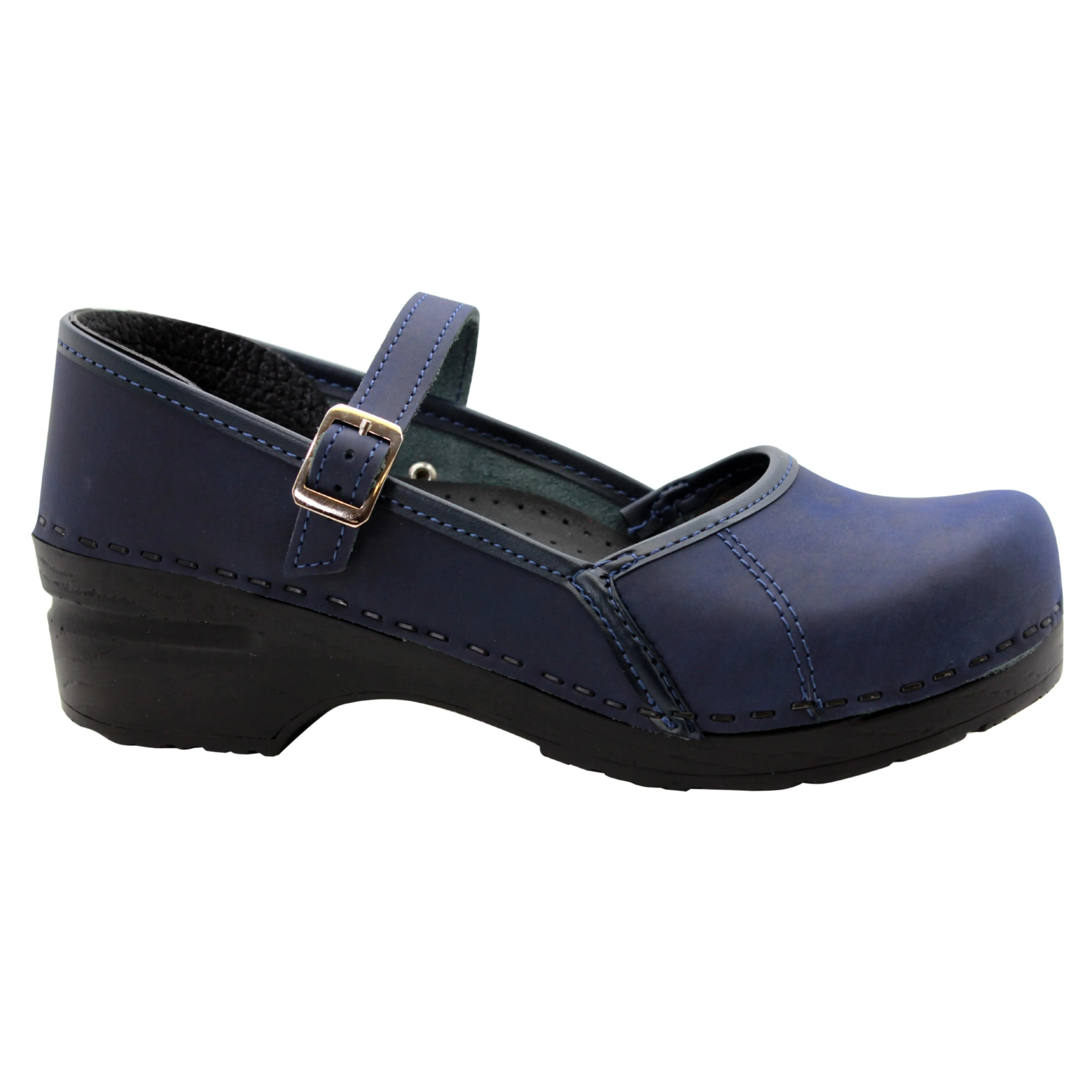 BJORK by KLÄGN MARCELLA Mary Jane Navy Leather Clogs