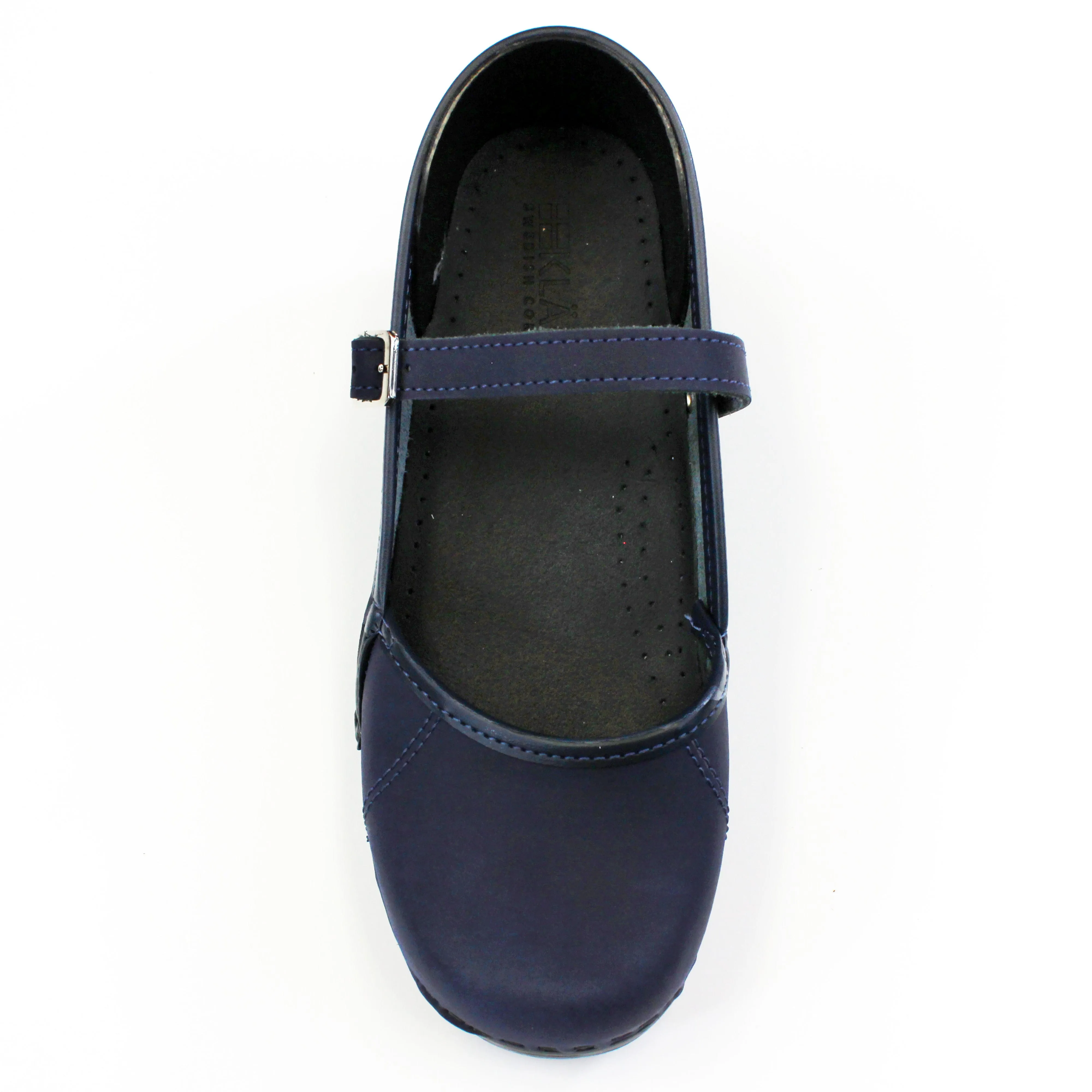 BJORK by KLÄGN MARCELLA Mary Jane Navy Leather Clogs