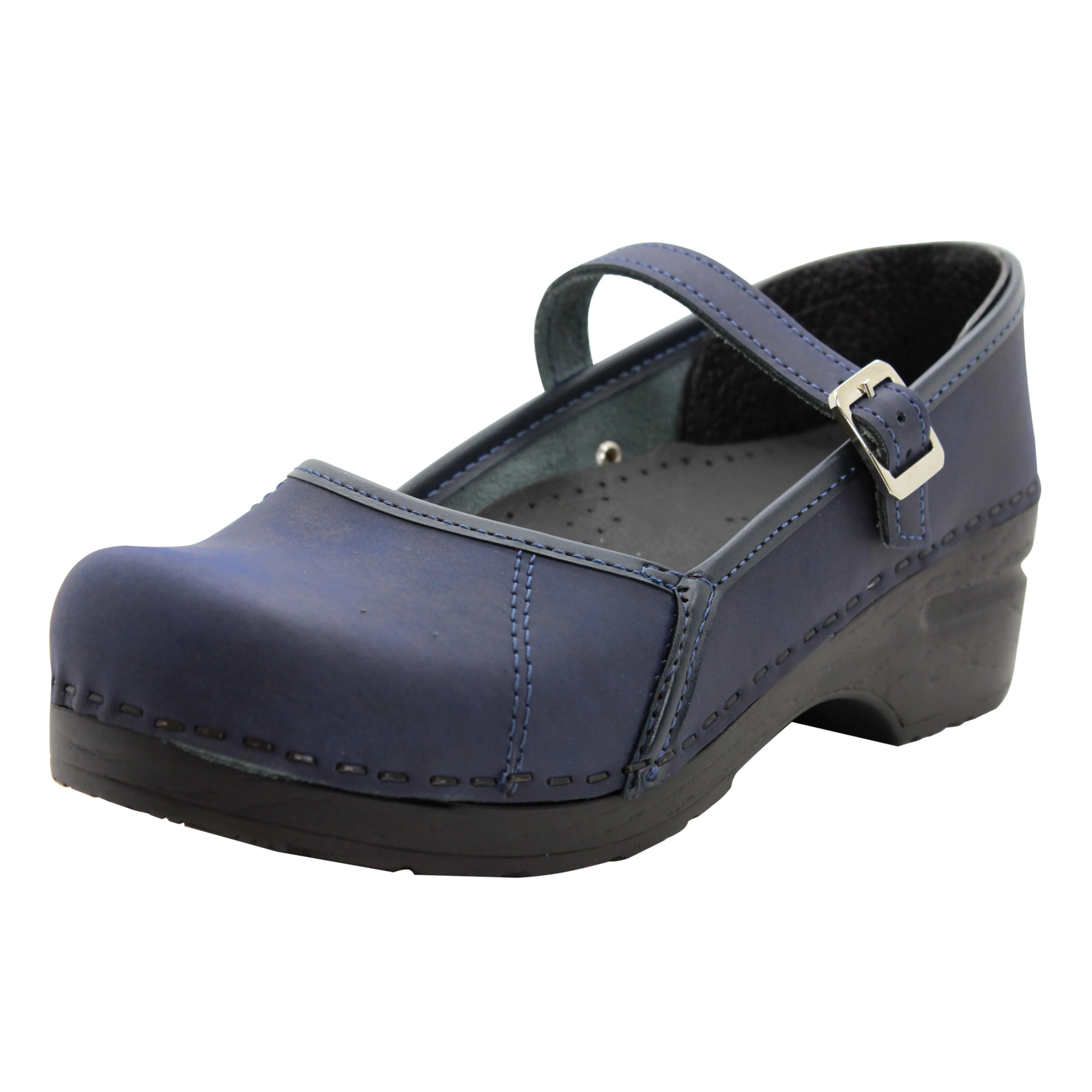 BJORK by KLÄGN MARCELLA Mary Jane Navy Leather Clogs