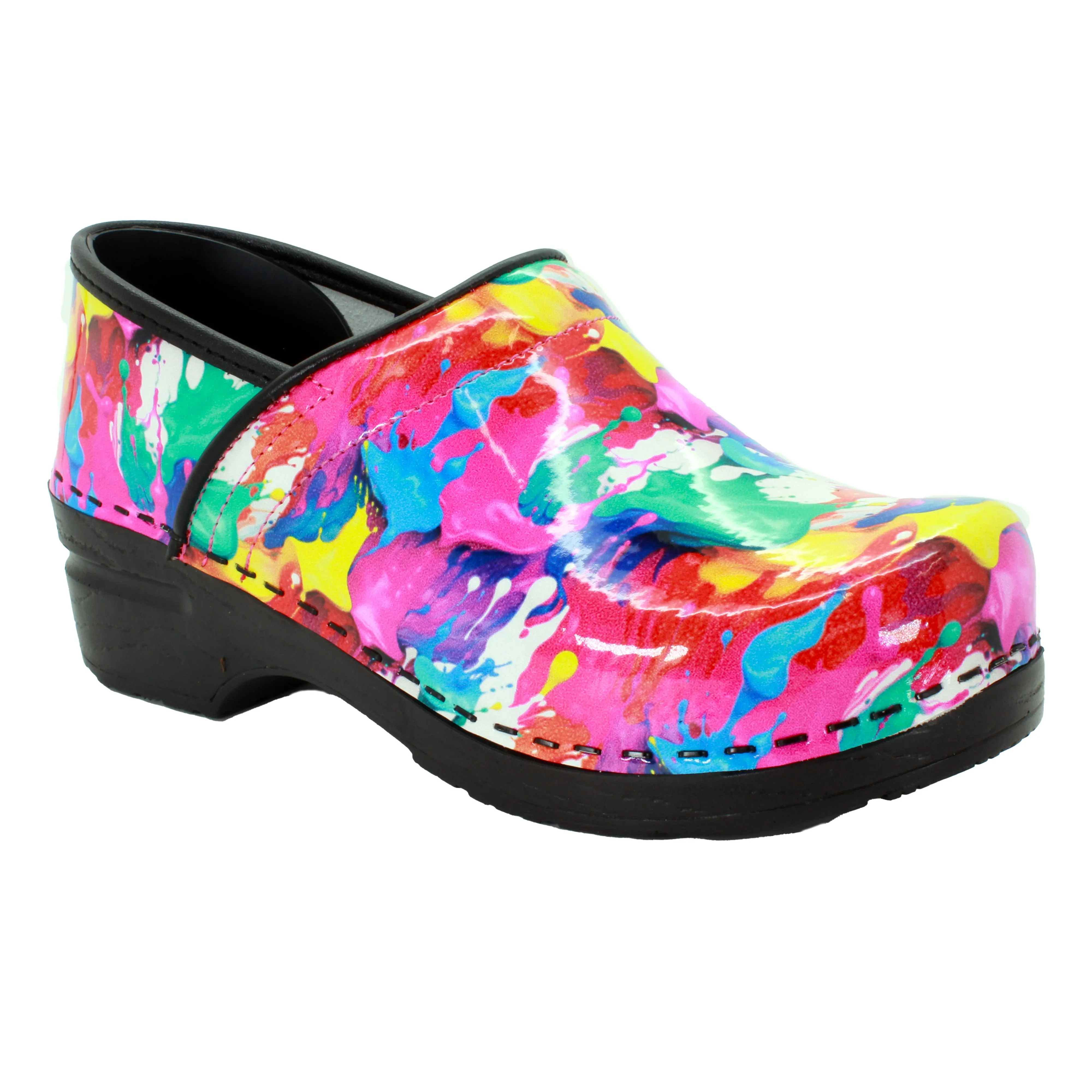 BJORK PROFESSIONAL Splat Printed Leather Clogs