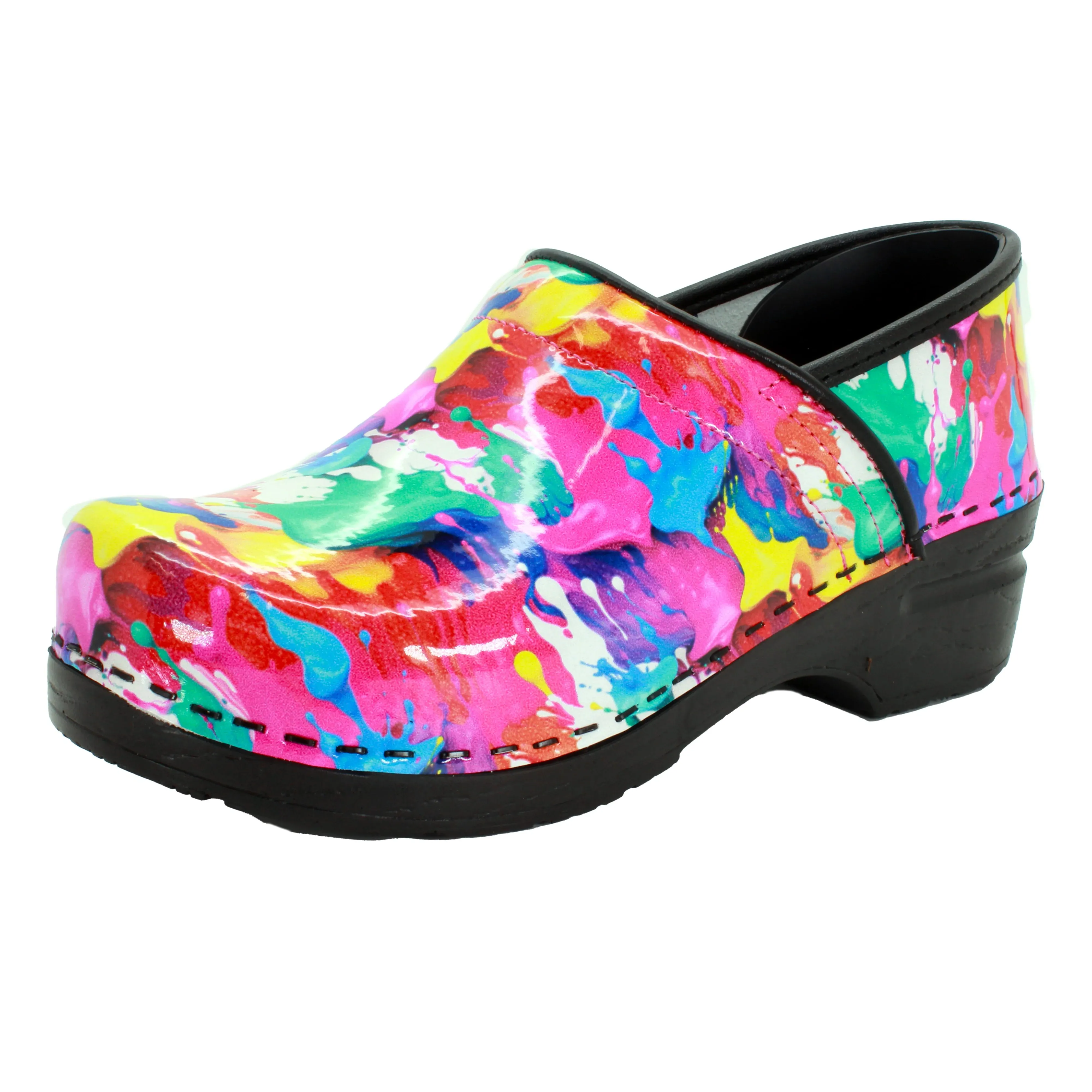 BJORK PROFESSIONAL Splat Printed Leather Clogs