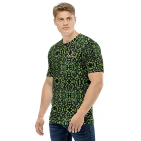 Black Green Maidenhair Men's T-shirt, Tropical Leaf Printed Luxury Patterned Shirt-Made in USA/EU