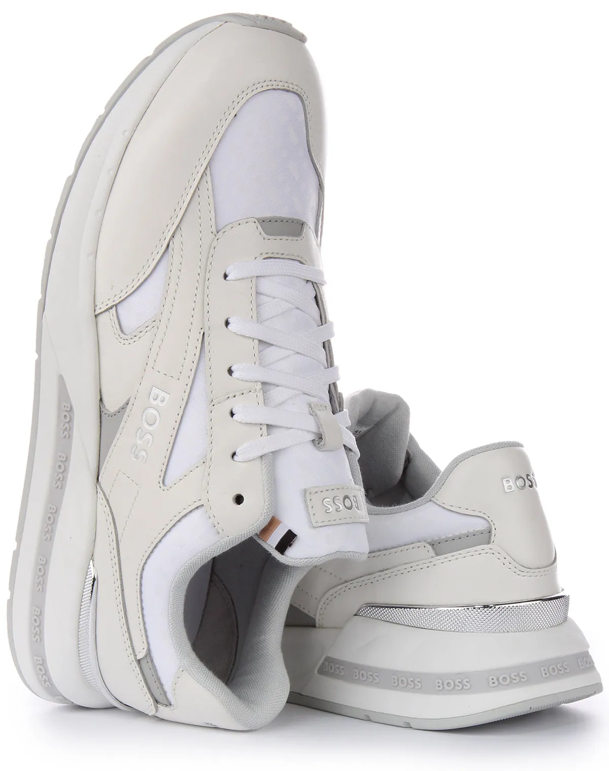 Boss Kurt Runner In White Grey For Men