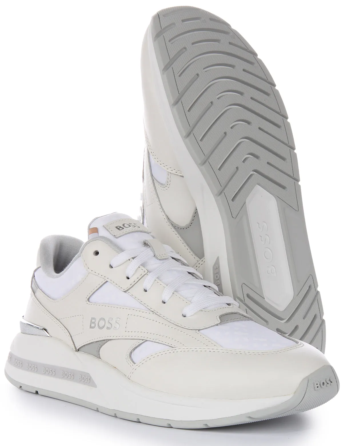 Boss Kurt Runner In White Grey For Men