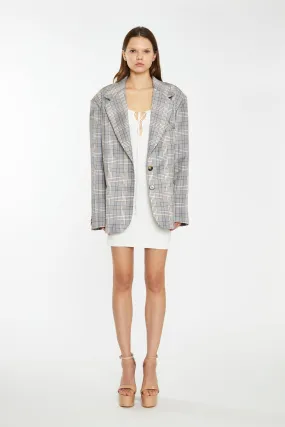 Brown Multi-Check Oversized Blazer