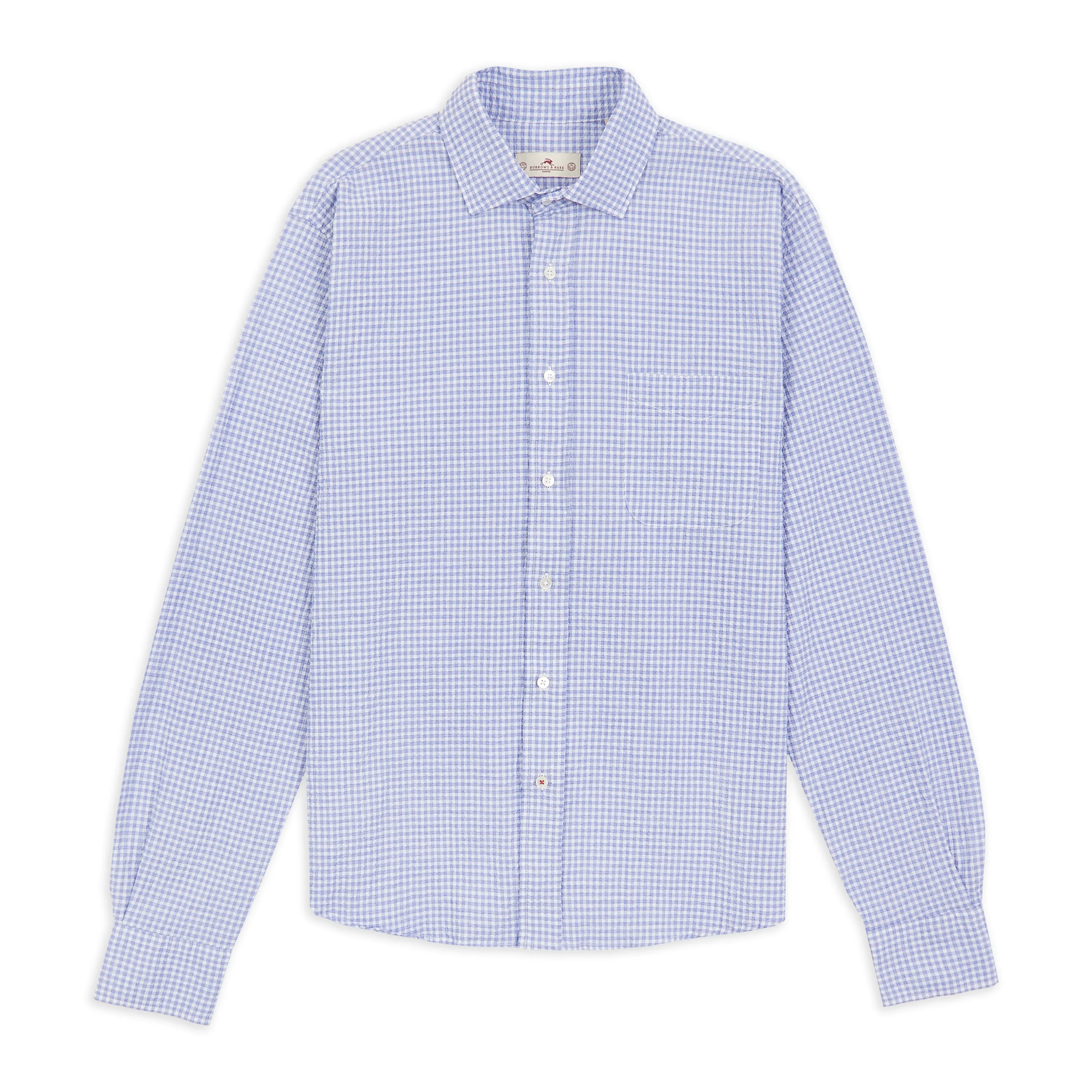 Burrows & Hare Seersucker Shirt - Gingham Blue