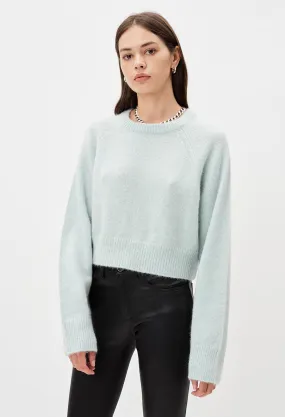 Cashmere Blend Cropped Crew / Marled Glacier