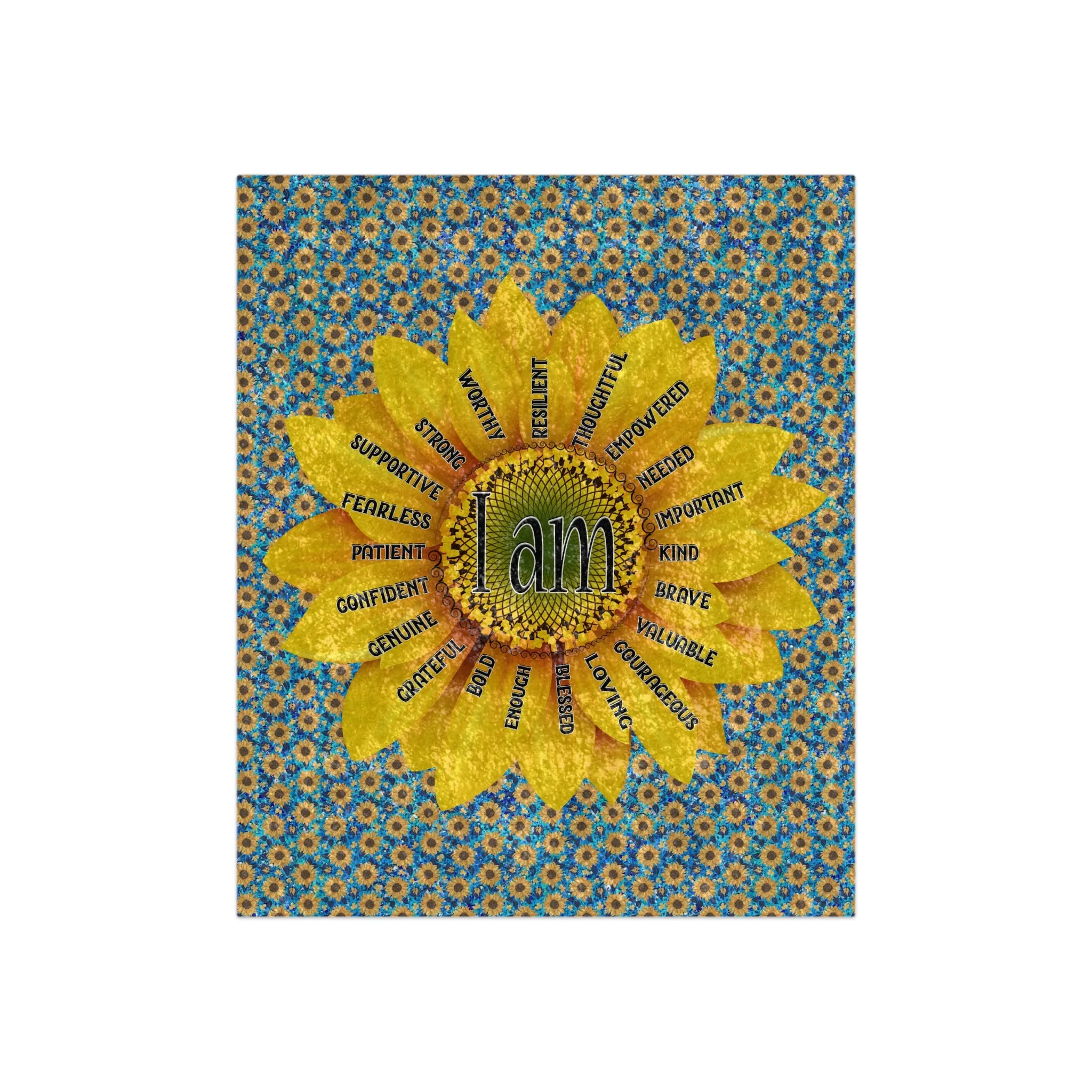 Crushed Velvet Blanket -Sunflower with Affirmations