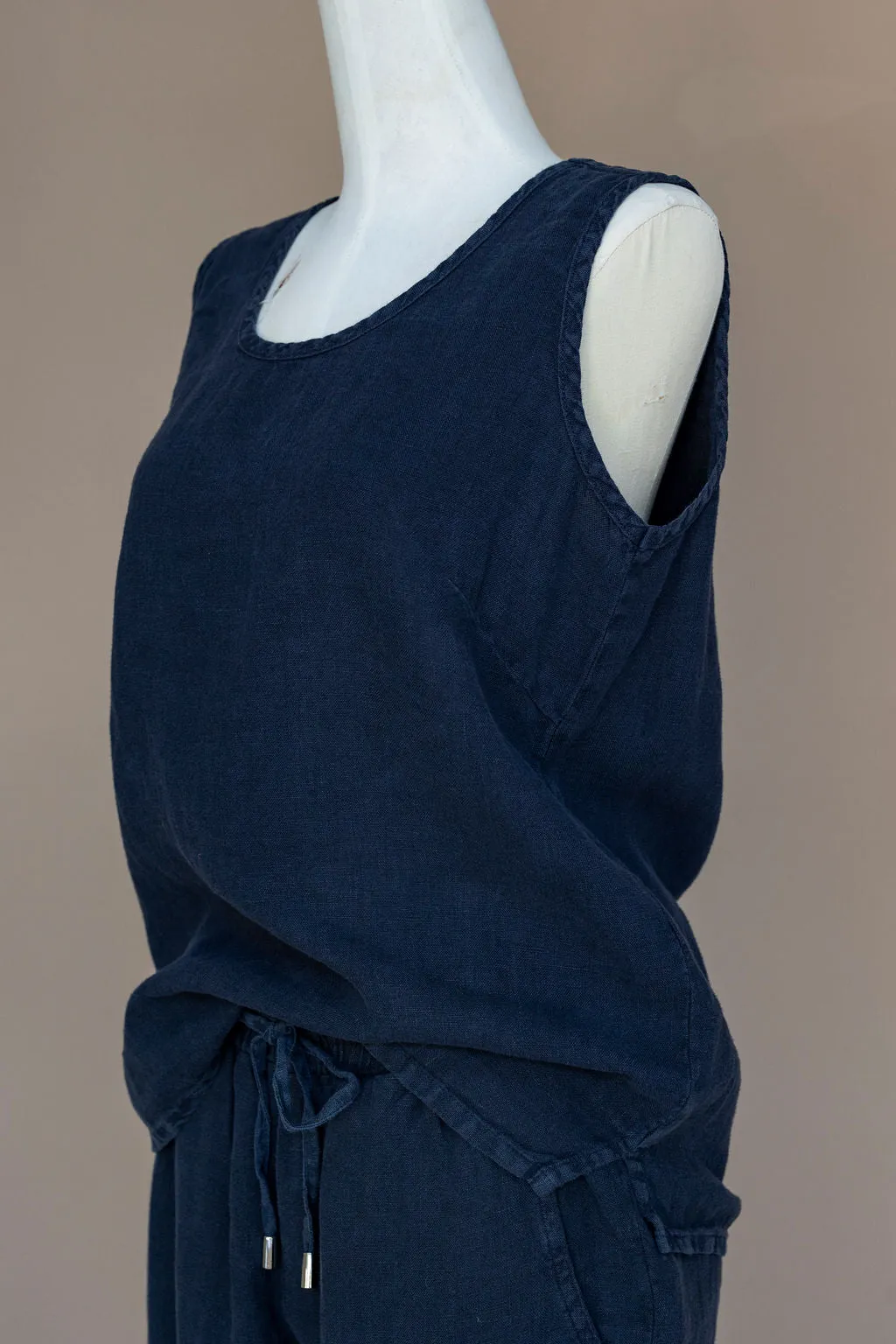 Dolcezza - Tank top Linen - Dark navy