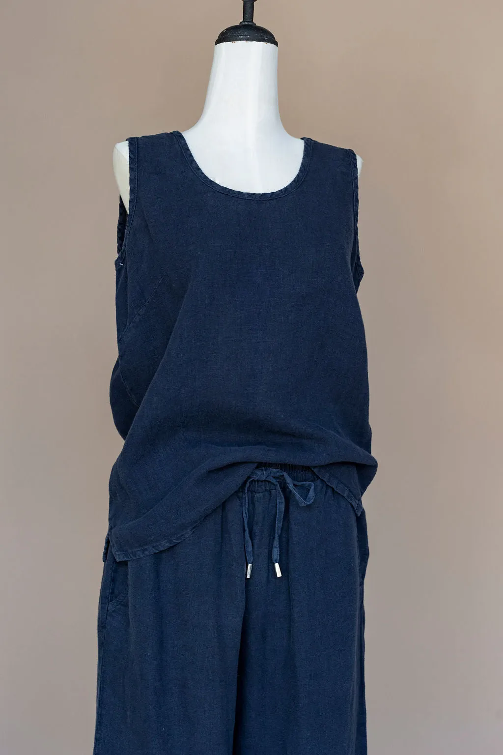 Dolcezza - Tank top Linen - Dark navy