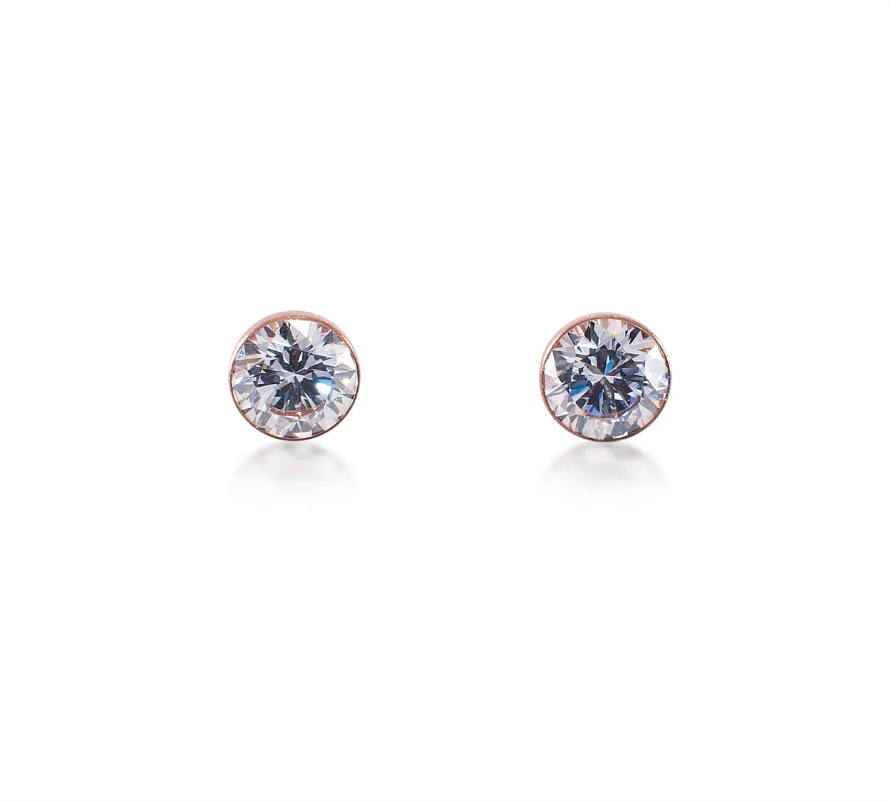 ER201G B.Tiff 2 ct Solitaire Gold Plated Stainless Steel Stud Earrings