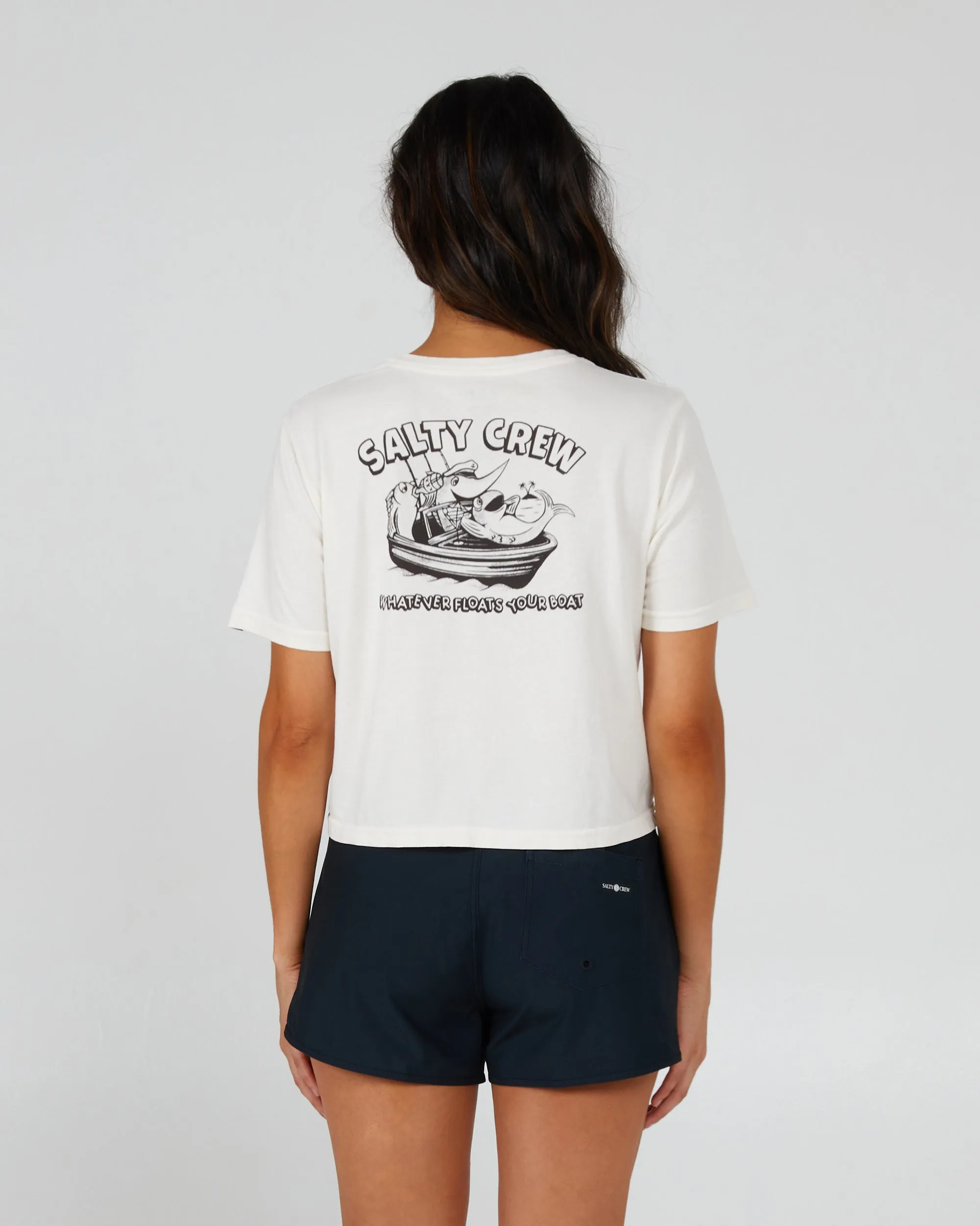 Floats Your Boat Off White Crop Tee