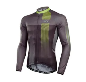 Gray Green Men Long Sleeve Cycling Jersey