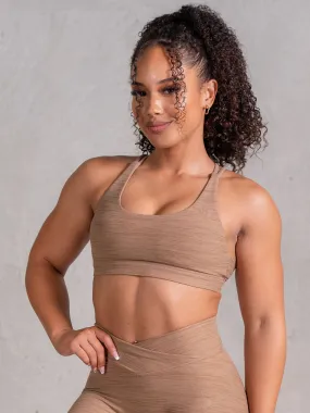 Icon Scoop Neck Sports Bra - Mocha Marl