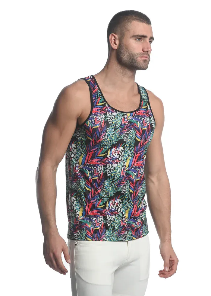 JUNGLE ABSTRACT PRINTED MESH TANK