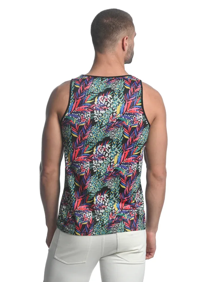 JUNGLE ABSTRACT PRINTED MESH TANK