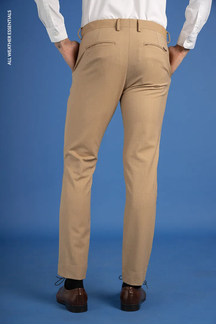 Khaki Textured All Weather Stretch Pants