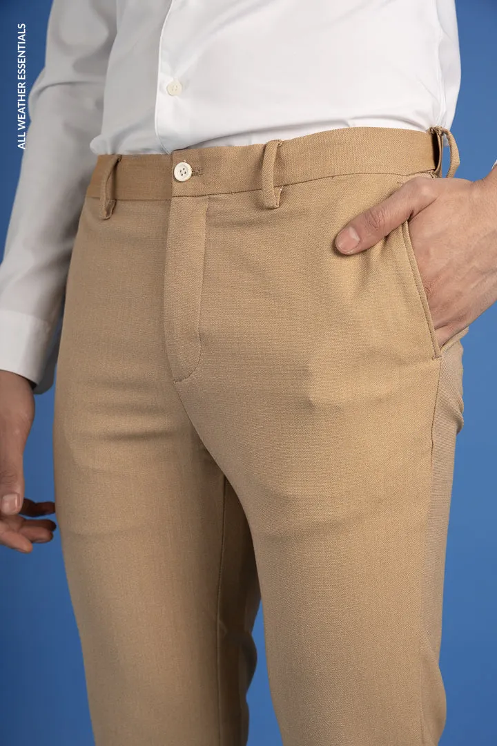 Khaki Textured All Weather Stretch Pants