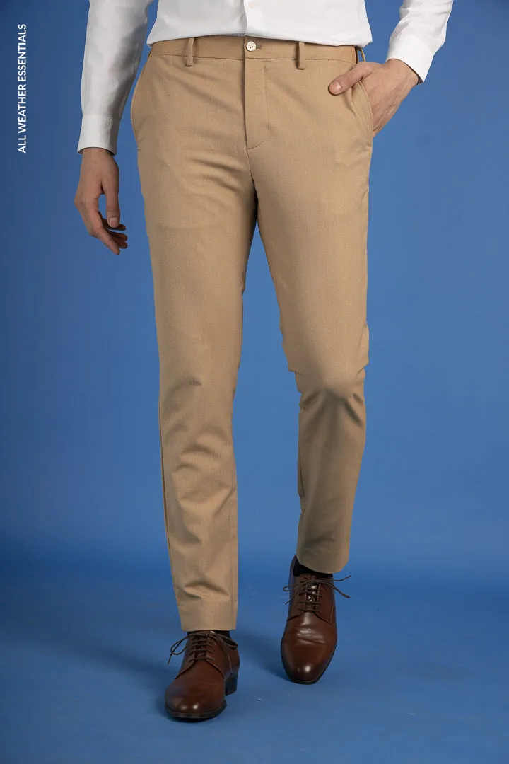 Khaki Textured All Weather Stretch Pants