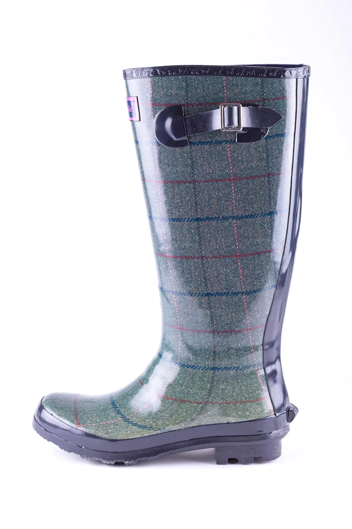 Ladies Ripon High Gloss Tweed Pattern Wellingtons