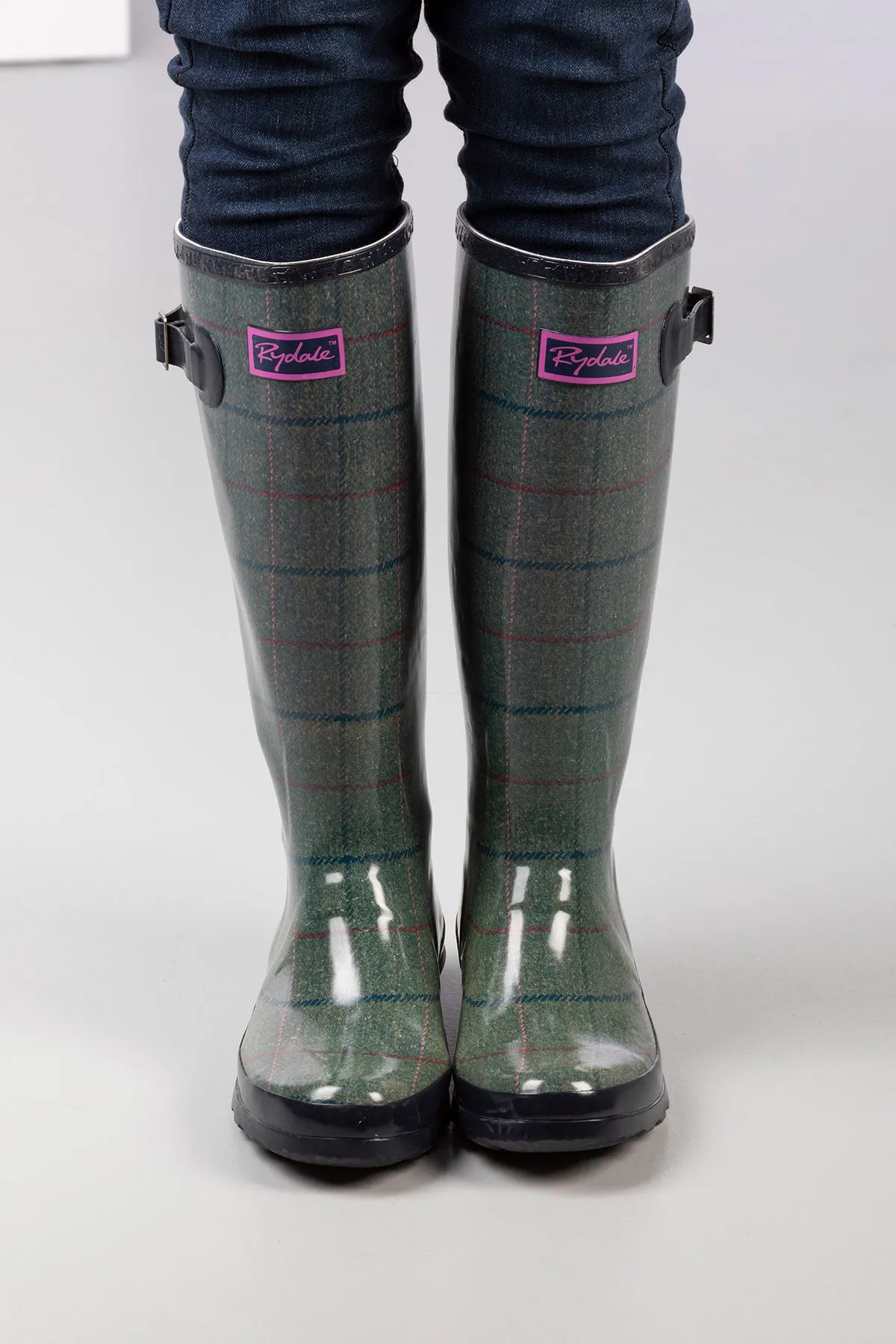 Ladies Ripon High Gloss Tweed Pattern Wellingtons