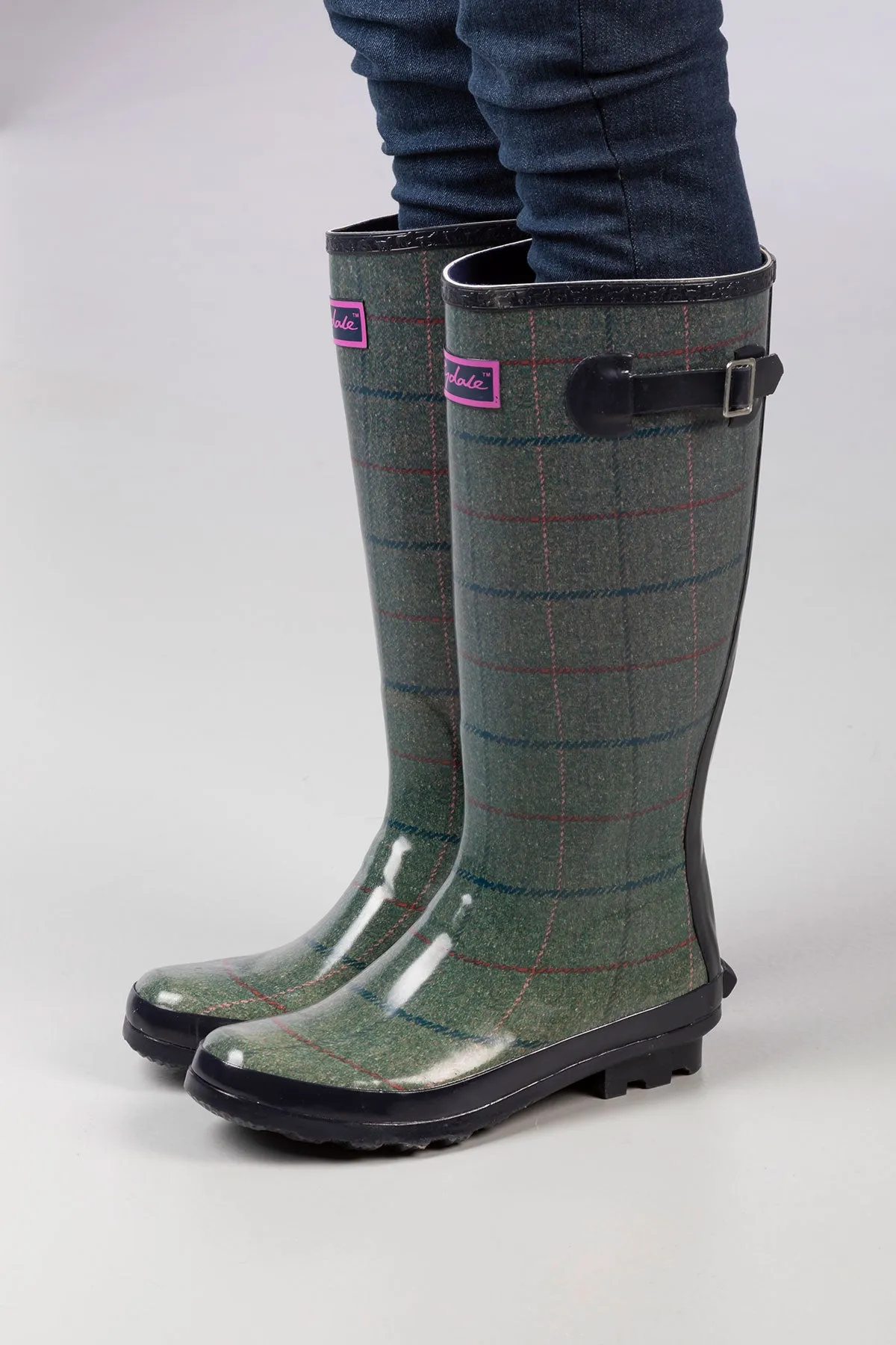 Ladies Ripon High Gloss Tweed Pattern Wellingtons