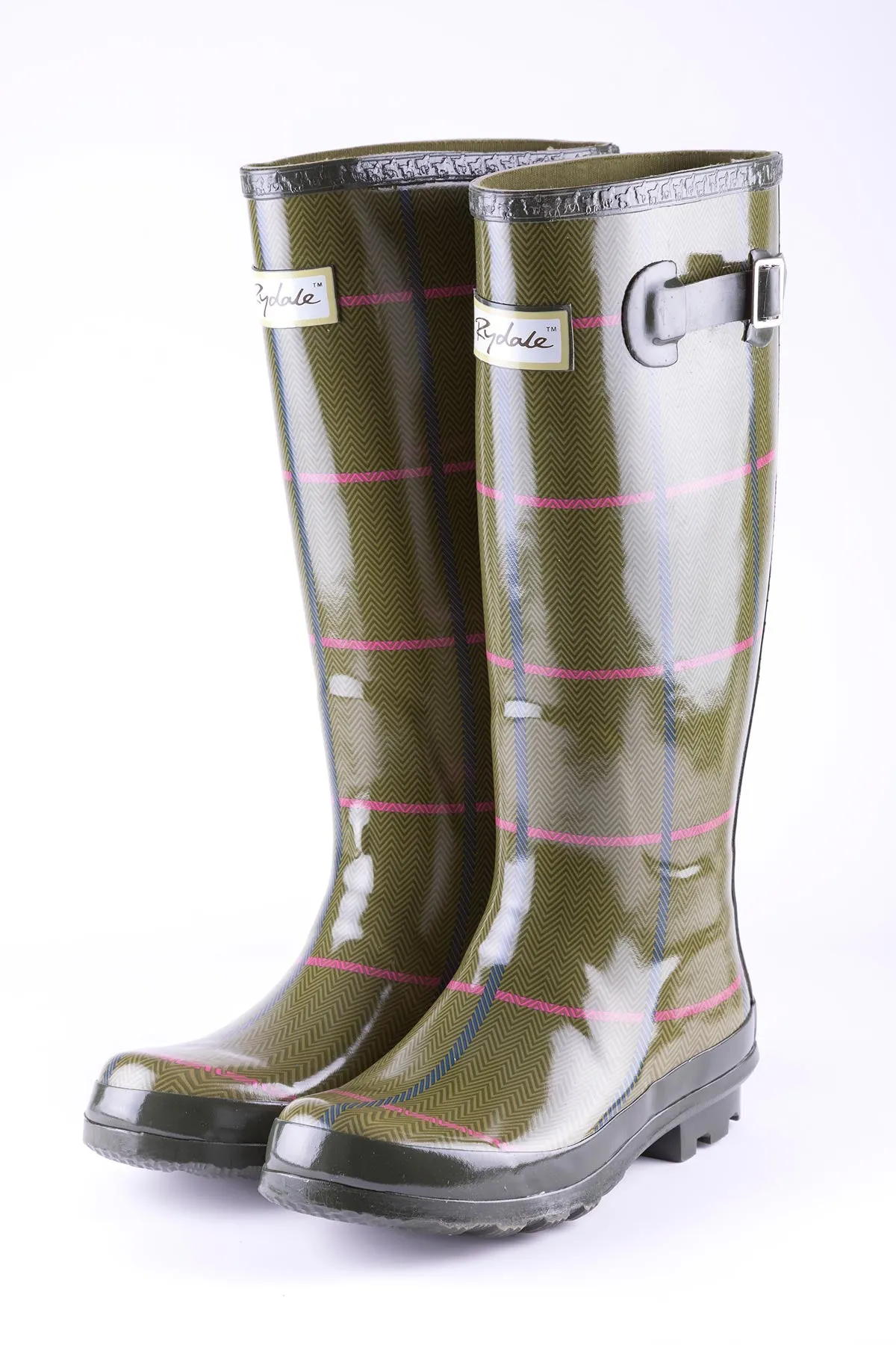 Ladies Ripon High Gloss Tweed Pattern Wellingtons