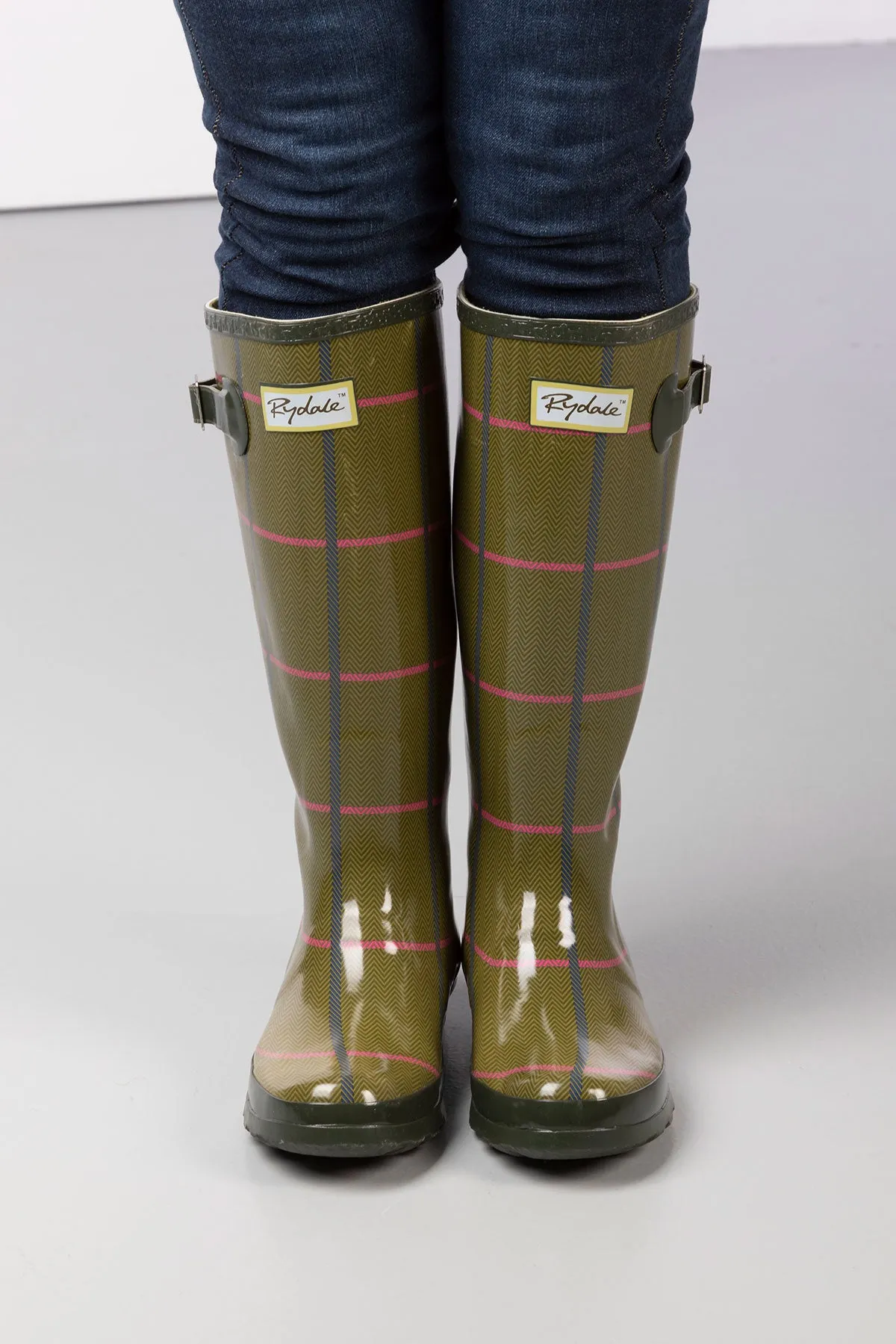 Ladies Ripon High Gloss Tweed Pattern Wellingtons