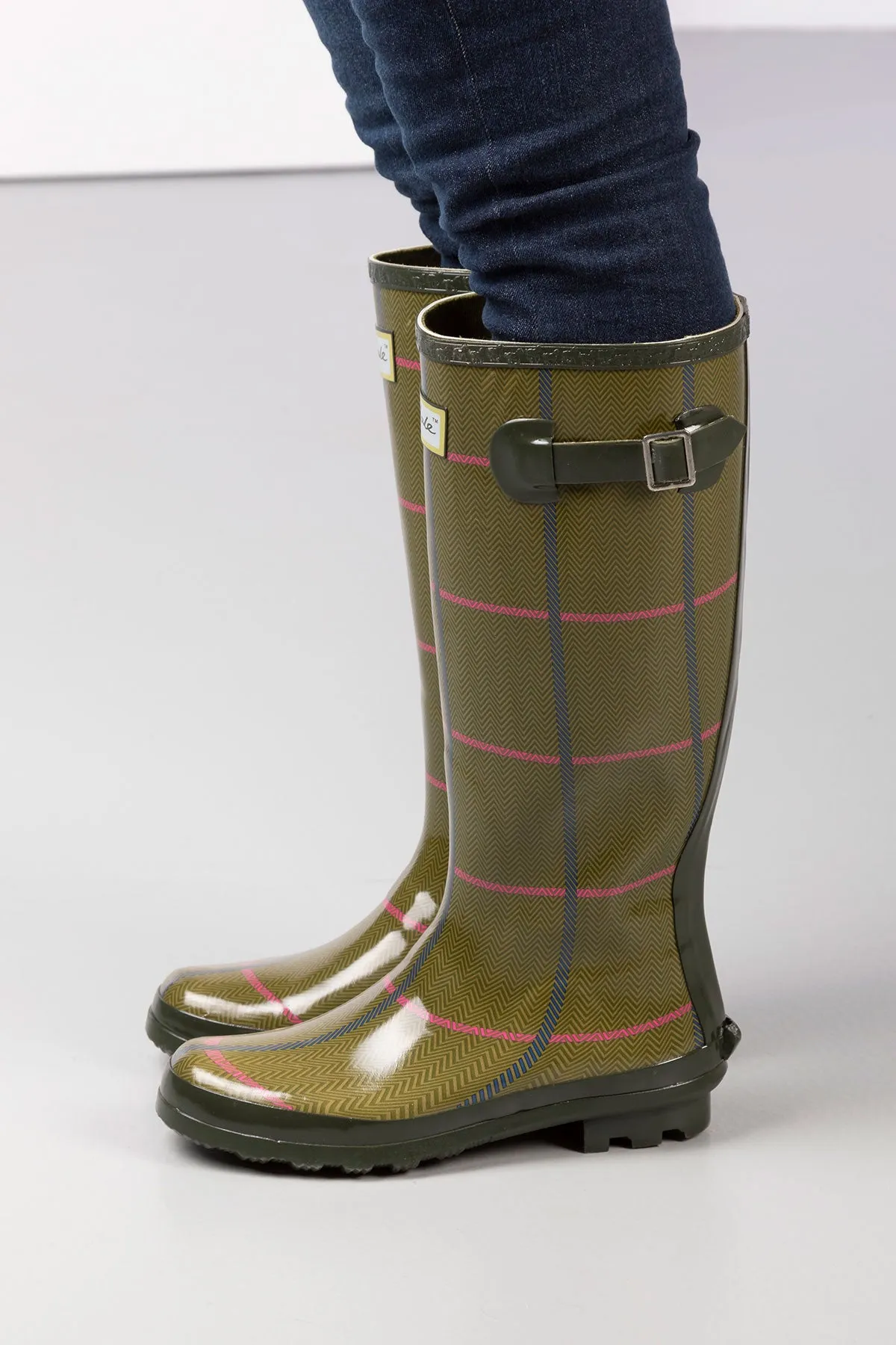 Ladies Ripon High Gloss Tweed Pattern Wellingtons