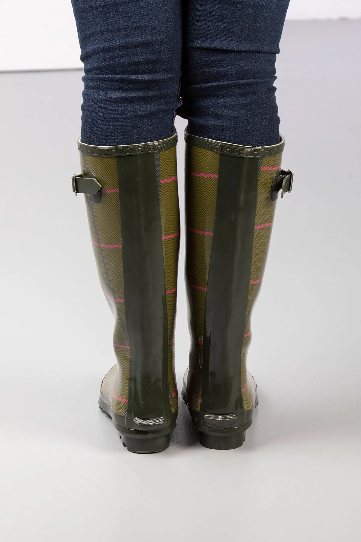 Ladies Ripon High Gloss Tweed Pattern Wellingtons