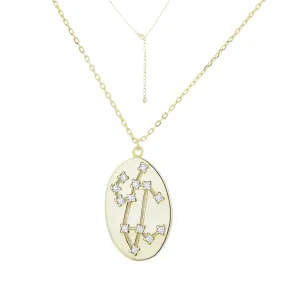 LEO - ΛΕΩΝ Pendant | White CZ | 18K Gold Plated 925 Silver